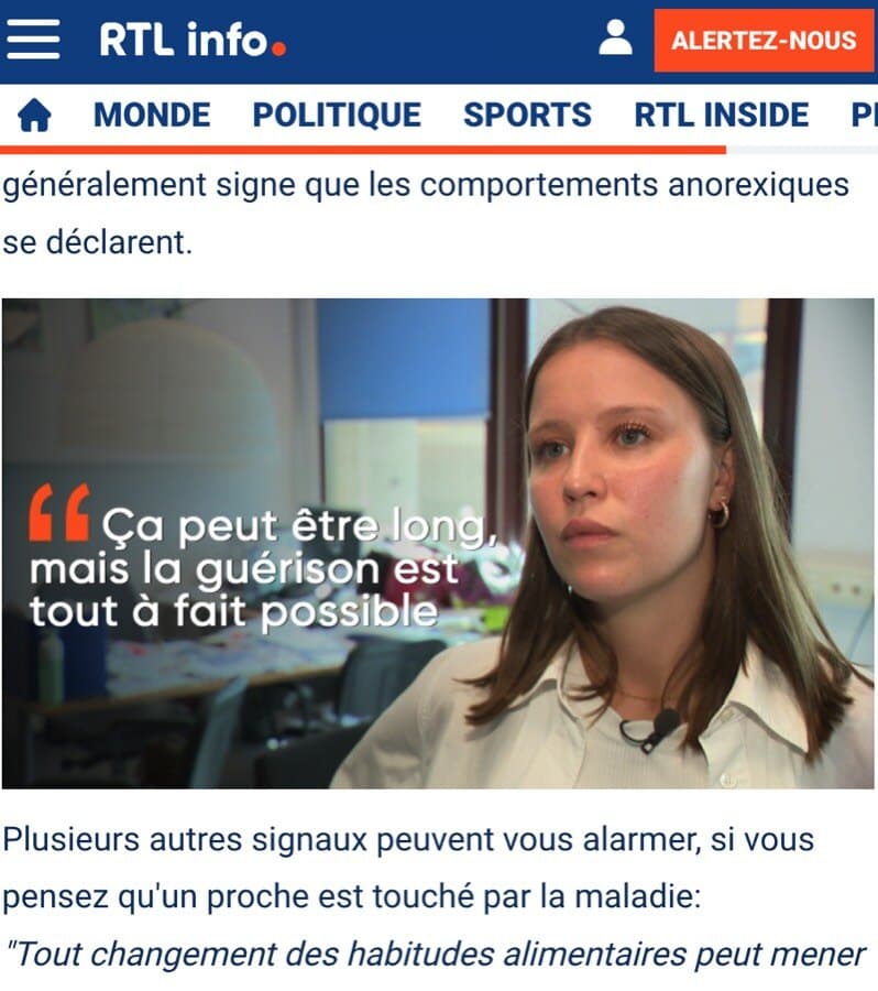 RTL Info — article sur les troubles des conduites alimentaires