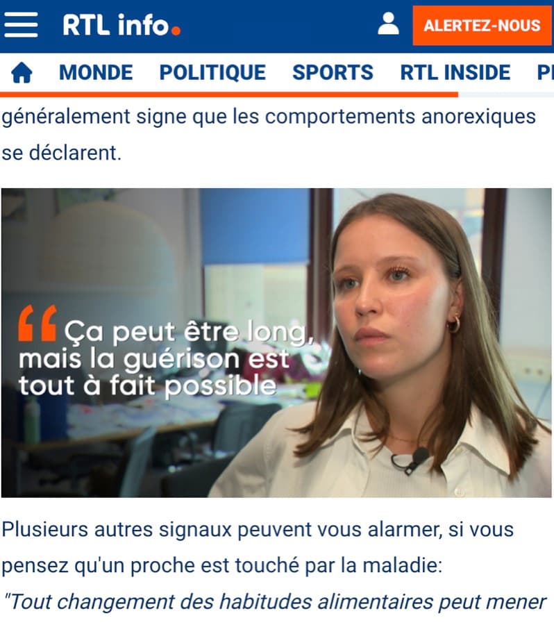RTL Info — article sur les troubles des conduites alimentaires